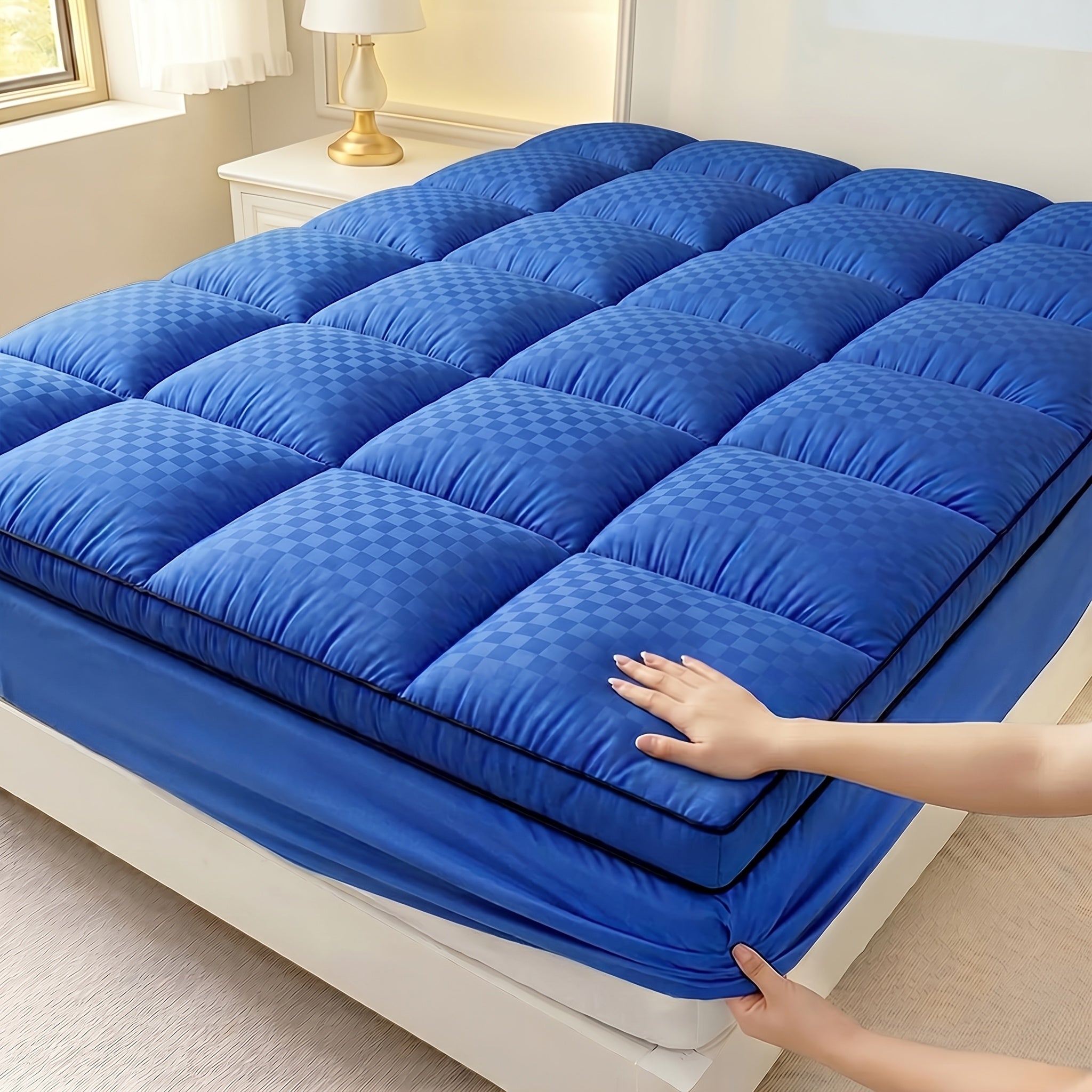Mattress Topper, Pillow Top Mattress Cover Quilted Fitted Mattress Protector Top Stretches Up 8-21" Deep Pocket Cooling 1000GSM